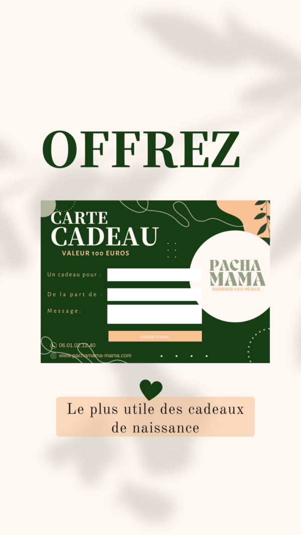 CARTECADEAU Carte Cadeau – Formules de Livraison de Repas pour Jeunes Mamans