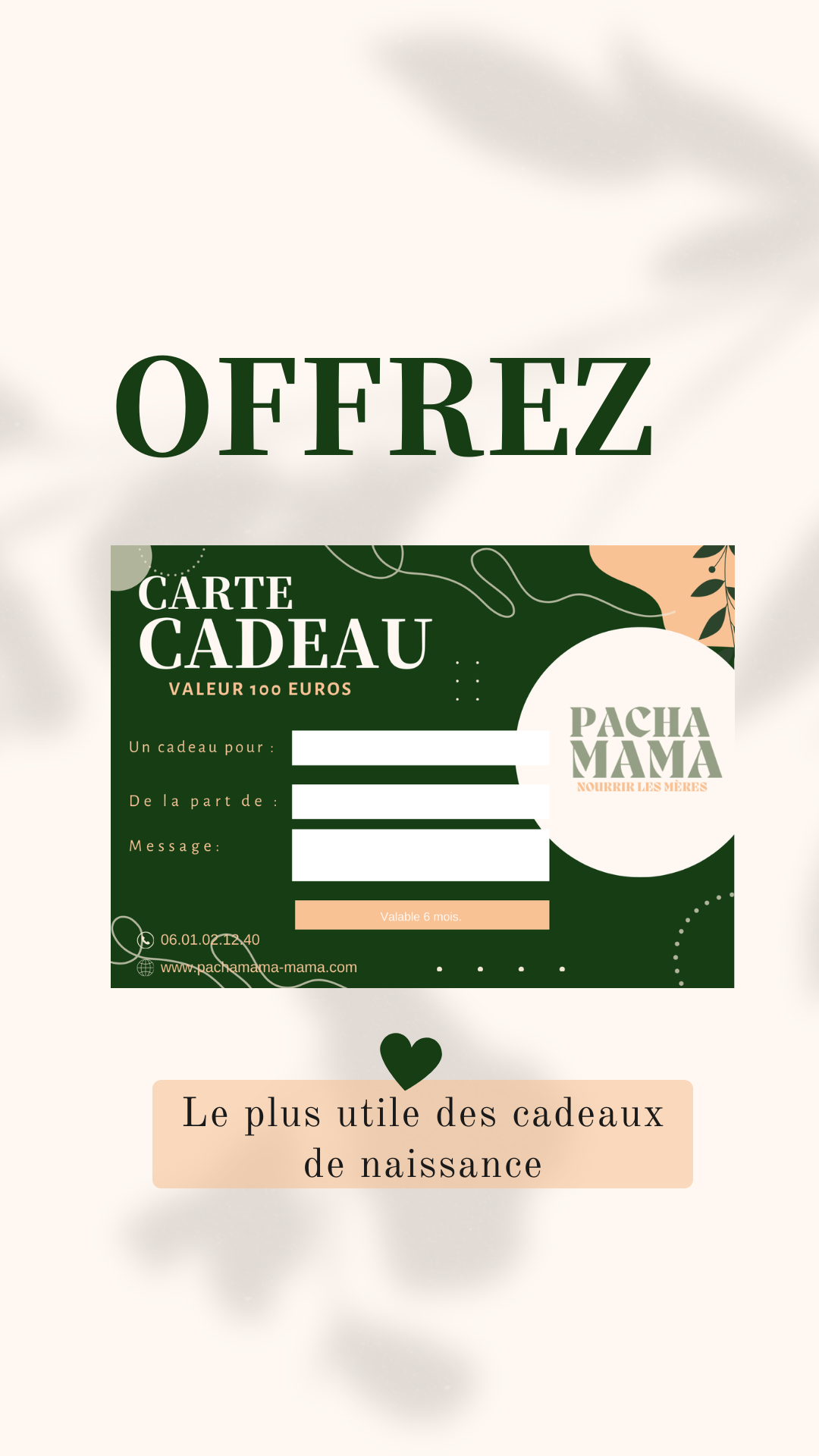 Carte Cadeau - Formules de Livraison de Repas pour Jeunes Mamans